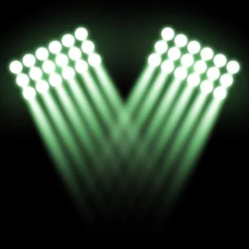 Spotlight glow effect, light beams, green color Stock Illustration