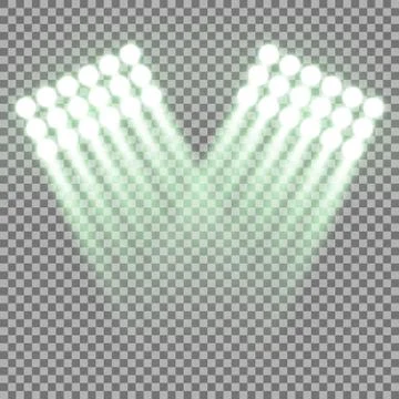 Spotlight glow effect, light beams, green color Stock Illustration