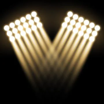 Spotlight glow effect, light beams, golden color Stock Illustration