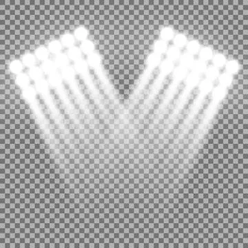 Spotlight glow effect, light beams, white color Stock Illustration