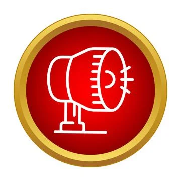 Spotlight icon illuminating red circular button design Stock Illustration