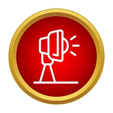 Spotlight icon illuminating a red circular background Stock Illustration