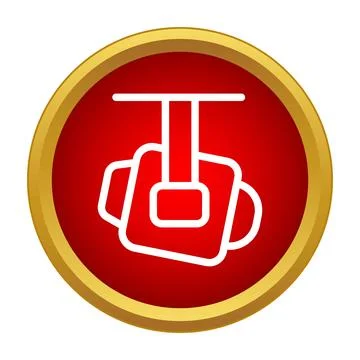 Spotlight icon on red button stage lighting Stock Illustration