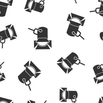 Spotlight icon seamless pattern background. Lamp vector illustration on white Illustrazione stock