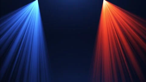 A spotlight illuminates the background of the stage. Rays of blue and orange. Stock Footage 269349914