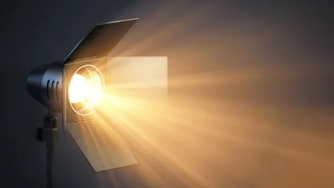 Spotlight illuminating the darkness. Copy space on the right. 3D illustration Stock Illustration