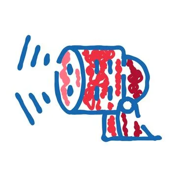 Spotlight illuminating a performance stage doodle icon Illustrazione stock
