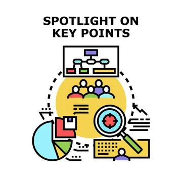 Spotlight on key points in business analysis and strategy Stock Illustration