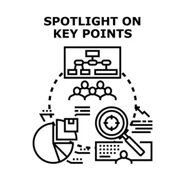 Spotlight on key points in business analysis and strategy Stock Illustration
