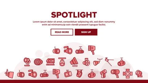 Spotlight Lamp Tool Landing Header Vector Ilustración de archivo