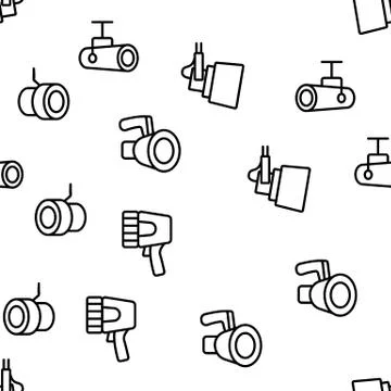 Spotlight Lamp Tool Vector Seamless Pattern Ilustración de archivo