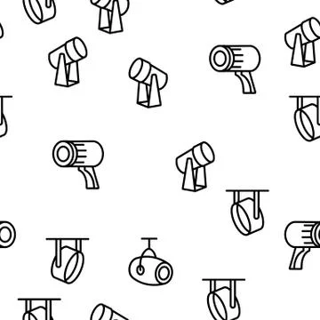 Spotlight Lamp Tool Vector Seamless Pattern Stock Illustration