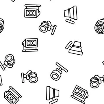 Spotlight Lamp Tool Vector Seamless Pattern Ilustración de archivo