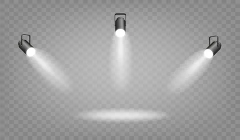 Spotlight lighting. Light source studio lighting walls spotlight. Light beams Stock Illustration