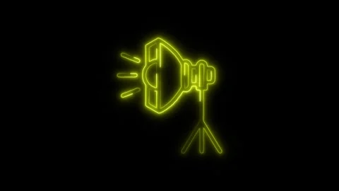 Spotlight Outline Icon in HD Video Neon Animation  Stage and Entertainment Vidéo 304374880