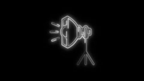 Spotlight Outline Icon in HD Video Neon Animation  Stage and Entertainment Vídeos de archivo 304374884