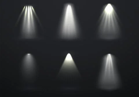 Spotlight rays. Vector glowing light effect. Party projectors set Stock Illustration