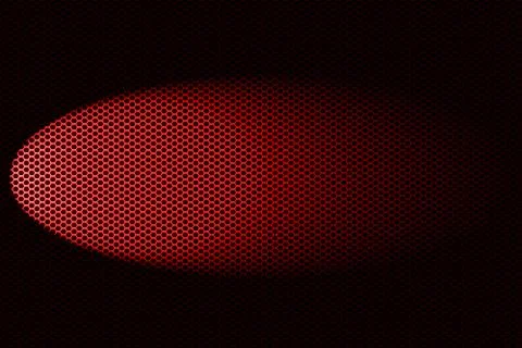 Spotlight on red metallic mesh background. Illustrazione stock