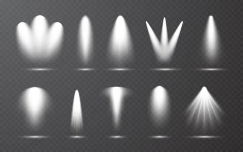 Spotlight set collection on transparent bakground. Light effect. Bright light Stock Illustration