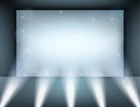 Spotlight Shining on Billboard, Vector Illustration Stock Illustration