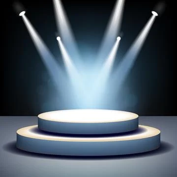 Spotlight Shining on Empty Stage, Vector Illustration Stock Illustration
