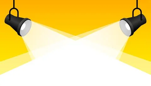 Spotlight shining on white background. Glowing on wall. Vector illustration. Illustrazione stock