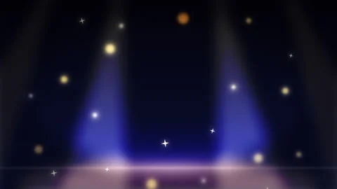 Spotlight stage loop with magical glowing dust and bokeh elements Stock Footage 347213713