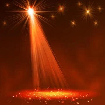 Spotlight on stage with smoke  light Stock Illustration