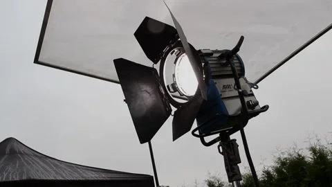 Spotlight on stand outside the house Stock Footage 238003521