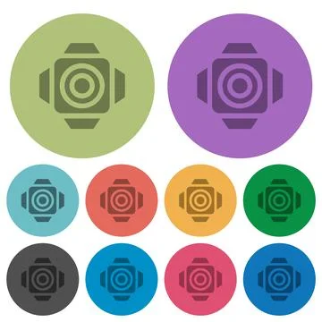 Spotlight studio reflector front view solid color darker flat icons Stock Illustration