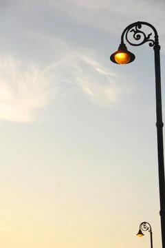 Spotlight at sunset on the celestial sky with some clouds Foto stock