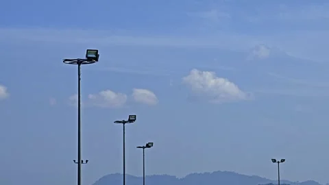 Spotlight tower against the sky. Stock Footage 306926012