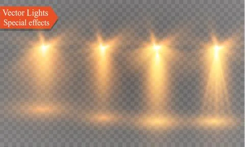 Spotlight on a transparent background. The spectral effect of a light flash with Stock Illustration