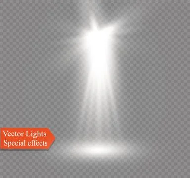 Spotlight on a transparent background. The spectral effect of a light flash with Stock Illustration