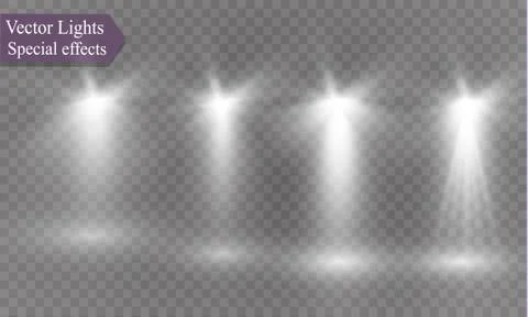Spotlight on a transparent background. The spectral effect of a light flash with Stock Illustration