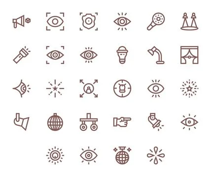 Spotlight Vector Icon Set with 28 Bold Line High Resolution Detail Enhanced.. Stock Illustration