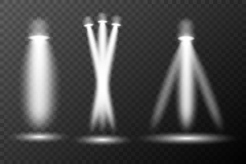 Spotlight white light effect, light from a lamp or spotlight, illuminated sta イラスト素材