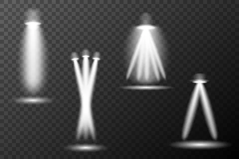 Spotlight white light effect, light from a lamp or spotlight, illuminated sta イラスト素材