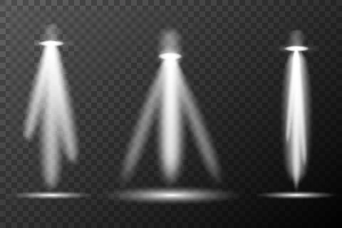 Spotlight white light effect, light from a lamp or spotlight, illuminated sta Stockillustratie