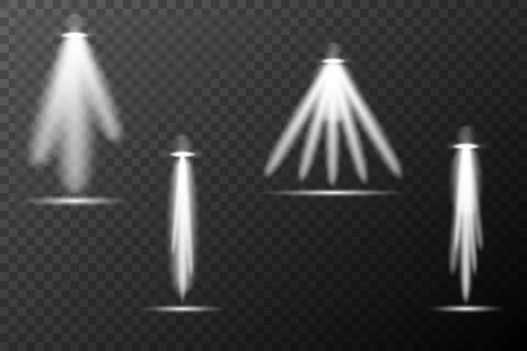 Spotlight white light effect, light from a lamp or spotlight, illuminated sta イラスト素材