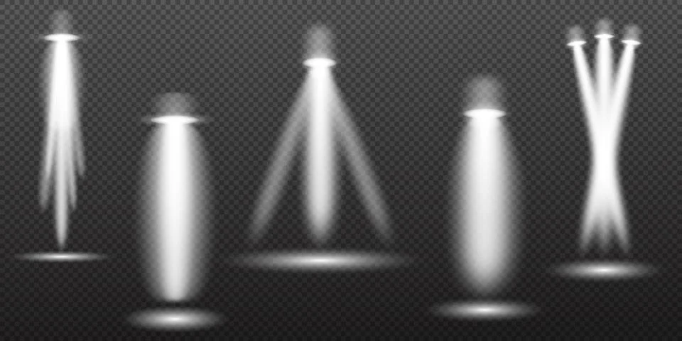 Spotlight white light effect, light from a lamp or spotlight, illuminated sta イラスト素材