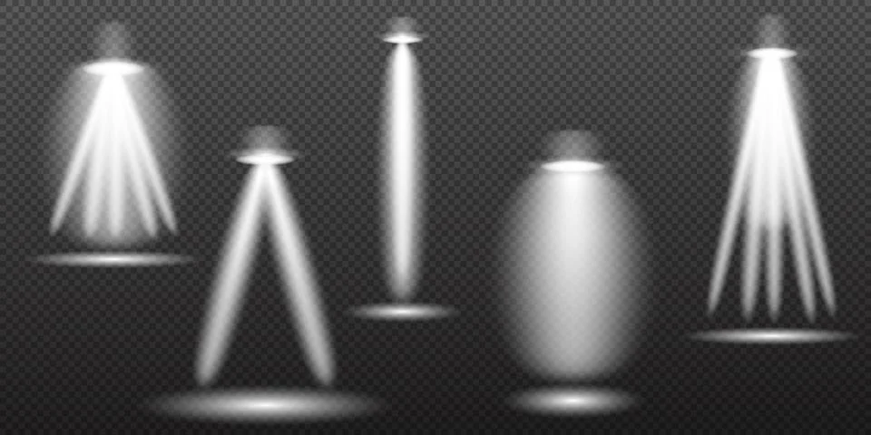 Spotlight white light effect, light from a lamp or spotlight, illuminated sta イラスト素材