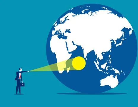 Spotlight on the world. Concept business vector illustration.. Stock Illustration