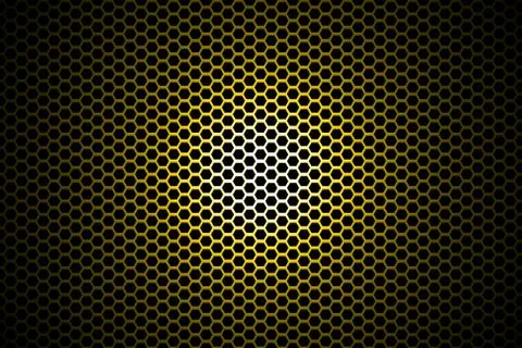 Spotlight on yellow metallic mesh background. Stock Illustration