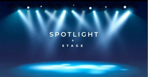 Spotlights empty scene. Illuminated design. Vector illustration. Stock Illustration