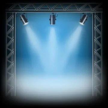 Spotlights On The Exposition Stage Illustrazione stock