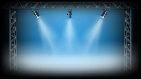 Spotlights On The Exposition Stage Illustrazione stock