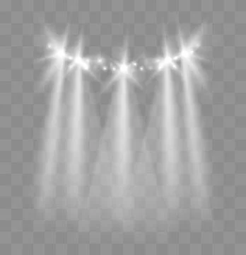 Spotlights With Rays. Shining light beams Stock Illustration