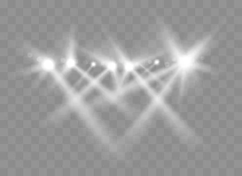 Spotlights With Rays. Shining light beams Stock Illustration