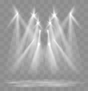 Spotlights With Rays. Shining light beams Stock Illustration